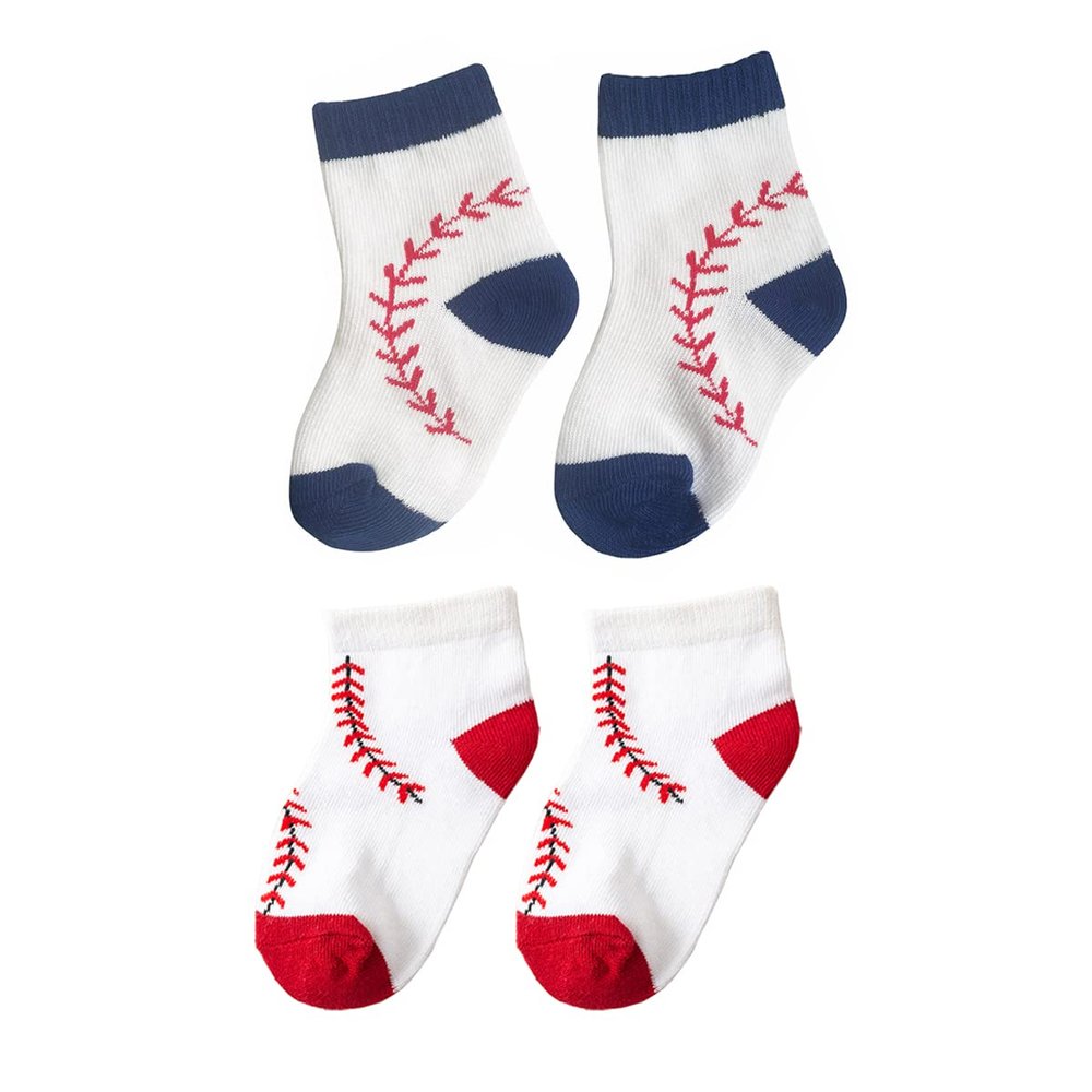 BAICAIYU Baby First Birthday Baseball Socks 2 Pairs Boys and Girls Toddlers Medium Tube Boneless Socks Cute