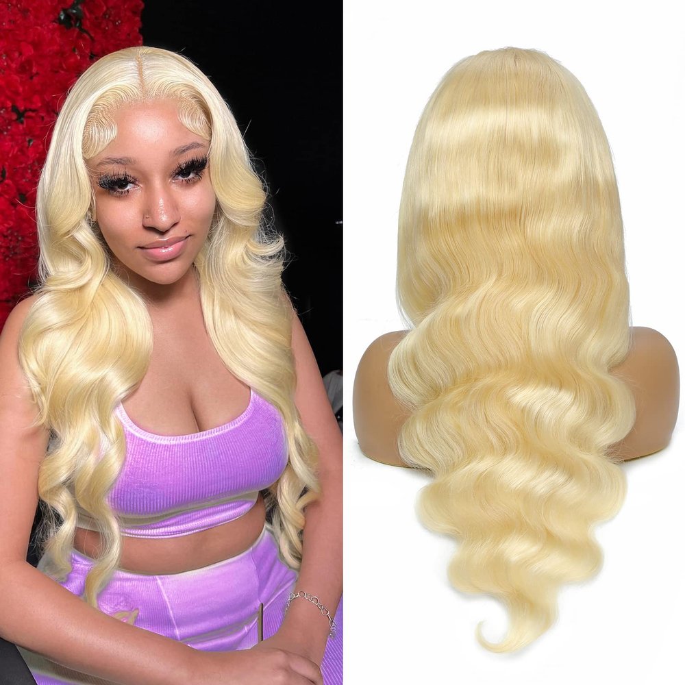 Neeamy Blonde Lace Front Wig Human Hair 13x4 HD 613 Body Wave Lace Front Wig for Women (20Inch)