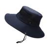 Mens Outdoor Bucket Hat Mesh Breathable Sunshade Fisherman Cap Sunscreen Foldable Sun Visor Hat Outdoor Hiking Cap (Navy, One Size) view 1