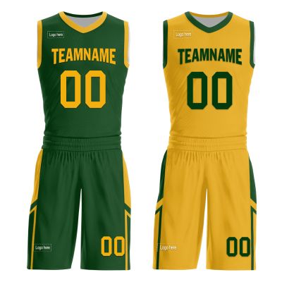 Mens Reversible Basketball Jersey Custom Basketball Uniform for Youth Athletic Practice Game Sport Shirts with Team Name Number Logo Green-White