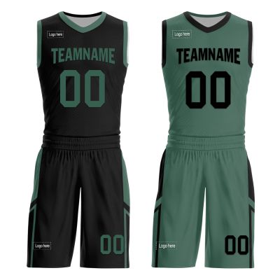 Mens Reversible Basketball Jersey Custom Basketball Uniform for Youth Athletic Practice Game Sport Shirts with Team Name Number Logo Black-Green