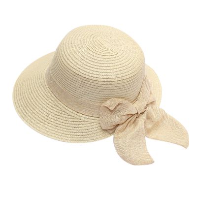 Summer Bucket Hats for Women Wide Bongrace Beach Sun Hat Straw Hat Sunscreen Sunshade Fisherman's Hat with Bow Tie (Beige, One Size)
