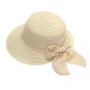 Summer Bucket Hats for Women Wide Bongrace Beach Sun Hat Straw Hat Sunscreen Sunshade Fisherman's Hat with Bow Tie (Beige, One Size) view 1