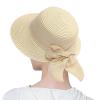 Summer Bucket Hats for Women Wide Bongrace Beach Sun Hat Straw Hat Sunscreen Sunshade Fisherman's Hat with Bow Tie (Beige, One Size) view 2