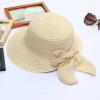 Summer Bucket Hats for Women Wide Bongrace Beach Sun Hat Straw Hat Sunscreen Sunshade Fisherman's Hat with Bow Tie (Beige, One Size) view 3