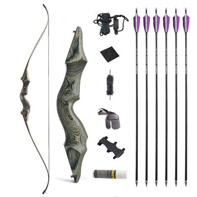 60 Inch Black Hunter Original Takedown Recurve Bow and Arrow Set 20-60lbs Traditional Wood Longbow Right and Left Handed American Hunting Longbow (20 Lbs, Black Set/Left Handed)