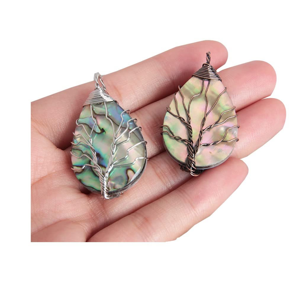 Opexicos 2Pcs Abalone Shell Stone Pendant 30 x 40 mm Handmade Pendant