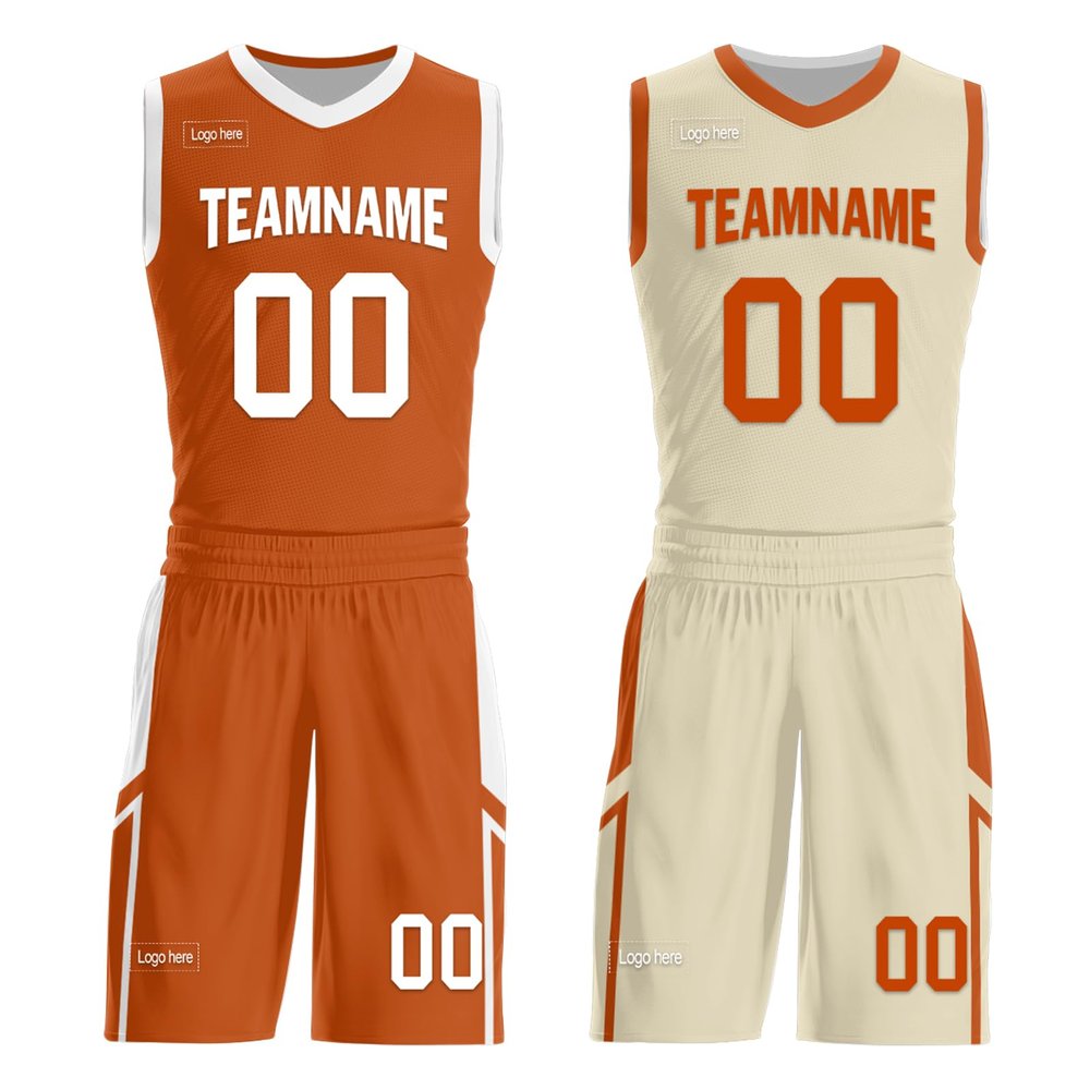 Mens Reversible Basketball Jersey Custom Basketball Uniform for Youth Athletic Practice Game Sport Shirts with Team Name Number Logo Orange-White