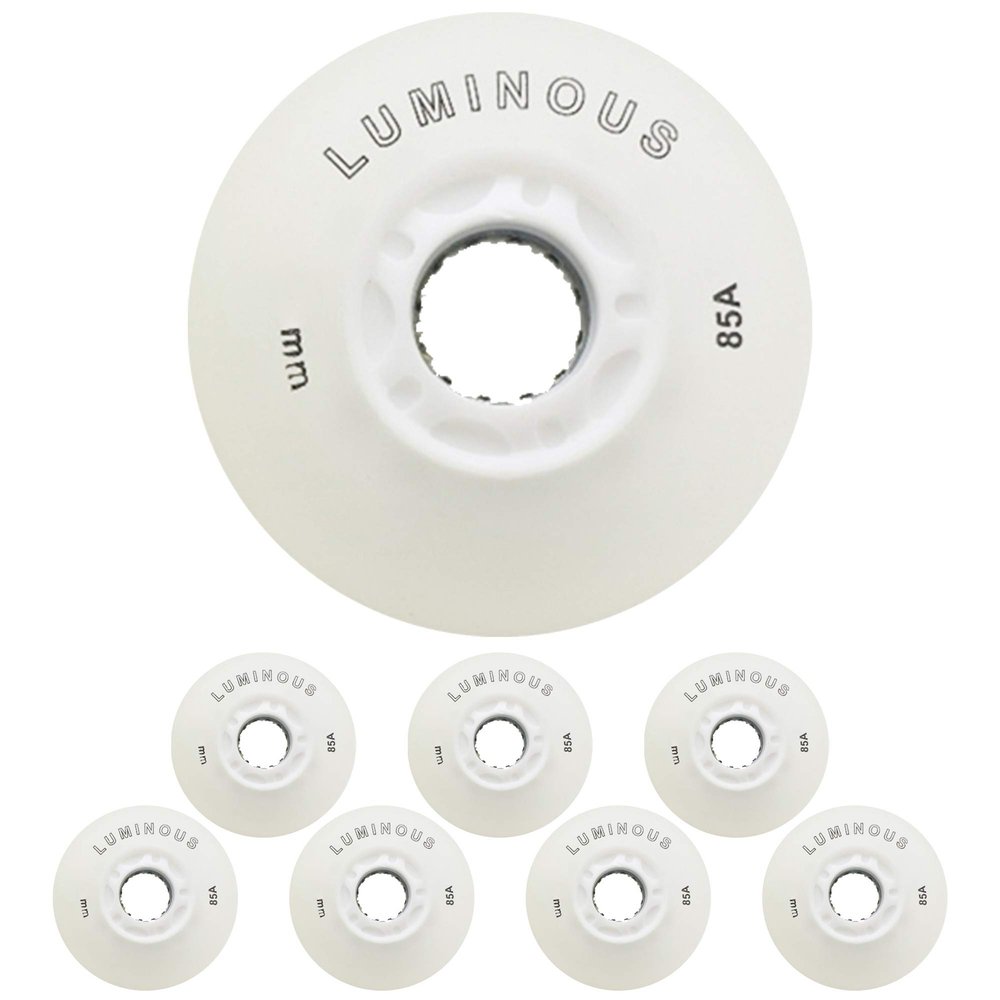 JHKJ Inline Skate LED Light Wheels 85A Rubber Inline Skate Replacement Wheels 72mm, 76mm, 80mm Wear-Resistant PU Wheels,White,72mm