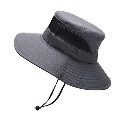 Mens Outdoor Bucket Hat Mesh Breathable Sunshade Fisherman Cap Sunscreen Foldable Sun Visor Hat Outdoor Hiking Cap (Dark Gray, One Size)