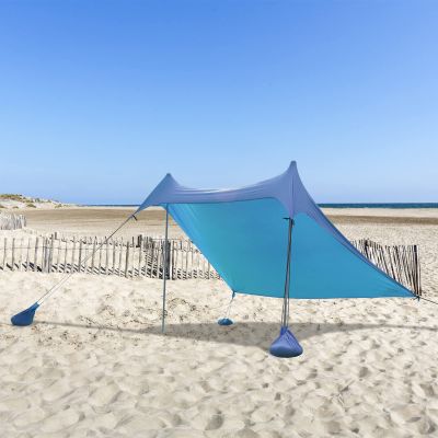 GREEN PARTY Beach Tent Canopy 77 FT Sun Shelter Outdoor Tent UPF50+ Protable Family Tent with 4 Sandbag Anchors 2 Pole Shelter for Beach Camping Fishing Backyard and Picnics (Blue)