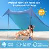 GREEN PARTY Beach Tent Canopy 77 FT Sun Shelter Outdoor Tent UPF50+ Protable Family Tent with 4 Sandbag Anchors 2 Pole Shelter for Beach Camping Fishing Backyard and Picnics (Blue) view 2