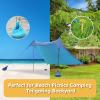 GREEN PARTY Beach Tent Canopy 77 FT Sun Shelter Outdoor Tent UPF50+ Protable Family Tent with 4 Sandbag Anchors 2 Pole Shelter for Beach Camping Fishing Backyard and Picnics (Blue) view 3
