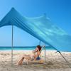 GREEN PARTY Beach Tent Canopy 77 FT Sun Shelter Outdoor Tent UPF50+ Protable Family Tent with 4 Sandbag Anchors 2 Pole Shelter for Beach Camping Fishing Backyard and Picnics (Blue) view 4