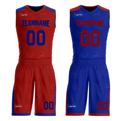 Mens Reversible Basketball Jersey Custom Basketball Uniform for Youth Athletic Practice Game Sport Shirts with Team Name Number Logo Red-Blue