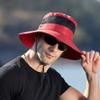 Mens Outdoor Bucket Hat Mesh Breathable Sunshade Fisherman Cap Sunscreen Foldable Sun Visor Hat Outdoor Hiking Cap (Wine, One Size) view 4