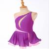 JEATHA Kids Girls Shiny Rhinestones Sleeveless Figure Skating Dress Dance Costume Ballet Dancewear Purple 14 Years view 3