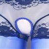 Daenrui Woman's Oil Glossy Pantyhose Hollow Out Tights Footed Thigh High Stocking Legging Socks Royal Blue X-Large view 4