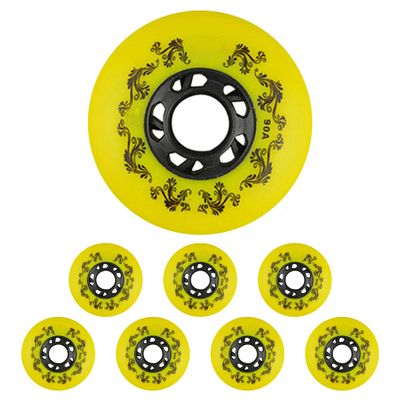 JHKJ Inline Skate WheeIs 90A Inline Replacement Wheels PU Wear-Resistant Wheels for Outdoor or Indoor 72mm/76mm/80mm Intended for Wheel Replacement,Yellow,80mm