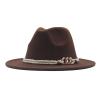 hat Wool Panama Floppy Wide Buckle Hat Belt Classic Hat Womens Fedora Baseball Caps (Coffee, One Size) view 1