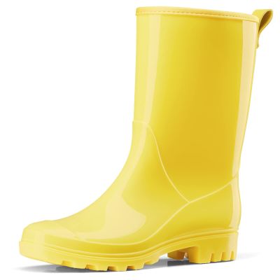 HISEA Women's Mid Calf Rain Boots, Waterproof Garden Shoes Glossy Rubber PVC Rainboots with Wide Toe Box, Lightweight Outdoor Boots for Gardening, Farm, Yard Work, Dog Walking