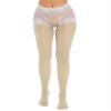 Daenrui Woman's Oil Glossy Pantyhose Hollow Out Tights Footed Thigh High Stocking Legging Socks Grey X-Large view 1
