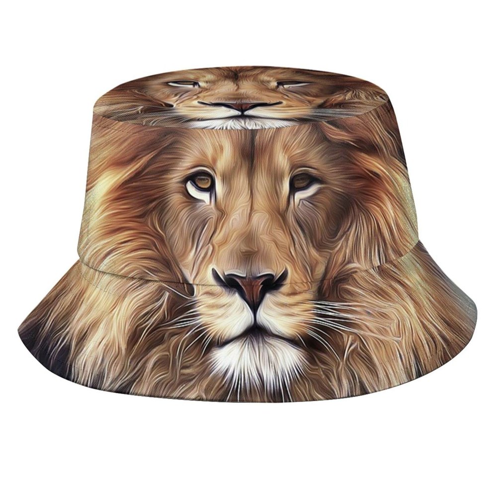 Lion Bucket Hat Unisex Animal Fisherman Hat Packable Summer Travel Beach Sun Hat for Men Women