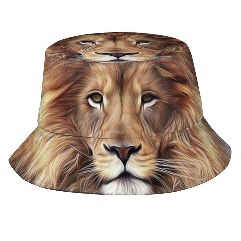 MANQINF Unisex Funny Lion Print Bucket Hat Summer Travel Fisherman Cap for Women Men Teens