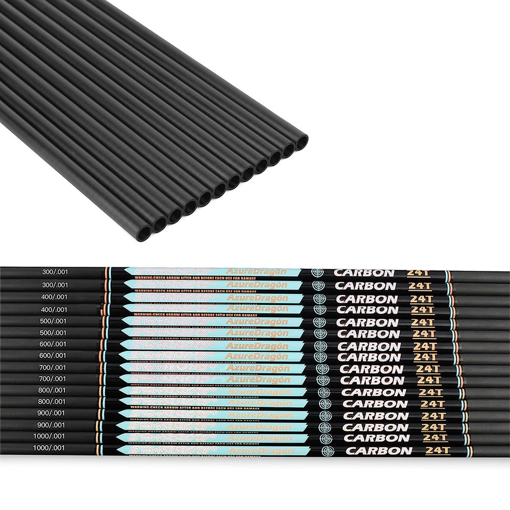ZSHJGJR 32 Inch Archery Pure Carbon Arrow Shafts ID 4.2mm Spine 300/400/500/600/700/800/900/1000 Carbon Shaft Tube DIY Archery Hunting Targeting Arrows (Spine 400, Straightness +/-0.001", 12)