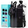 40 oz Water Bottles Insulated - Wide Mouth Stainless Steel Water Bottle with Straw, Spout Lid, Paracord Handle, Carrier Bag, Protective Boot, Metal Water Jug Keep Cold 48H Hot 24H, Hydro Mug Flask view 1