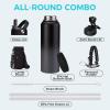 40 oz Water Bottles Insulated - Wide Mouth Stainless Steel Water Bottle with Straw, Spout Lid, Paracord Handle, Carrier Bag, Protective Boot, Metal Water Jug Keep Cold 48H Hot 24H, Hydro Mug Flask view 2