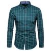 Men's Plaid Cotton Dress Shirts Male Work Shirt Long Sleeve Shirt Men Dress Shirt mo lv se Asia XL 59 to 65 kg view 1