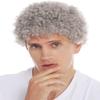 Wiwige Grey Afro Wig for Men Short Curly Halloween Disco Rock Heat Resistant Synthetic Wigs with Wig Cap view 3