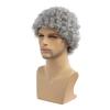 Wiwige Grey Afro Wig for Men Short Curly Halloween Disco Rock Heat Resistant Synthetic Wigs with Wig Cap view 4