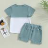 YINGISFITM Baby Boy Shorts Set Short Sleeve Tshirt Top Shorts Pants Cute Boy Summer Outfit Toddler Infant Clothes (block blue,18-24 Months) view 4