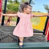 AGQT Little Girls Plaid Dress Gingham Fly Sleeve Backless Summer Dresses Spring Smocked Birthday Easter Dresses Pink Size 7-8 Years view 2