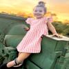 AGQT Little Girls Plaid Dress Gingham Fly Sleeve Backless Summer Dresses Spring Smocked Birthday Easter Dresses Pink Size 7-8 Years view 3