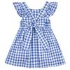 AGQT Baby Girls Plaid Dress Gingham Fly Sleeve Backless Summer Dresses Spring Smocked Birthday Easter Dresses Blue Size 6-12 Months view 1