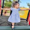 AGQT Baby Girls Plaid Dress Gingham Fly Sleeve Backless Summer Dresses Spring Smocked Birthday Easter Dresses Blue Size 6-12 Months view 2