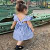 AGQT Baby Girls Plaid Dress Gingham Fly Sleeve Backless Summer Dresses Spring Smocked Birthday Easter Dresses Blue Size 6-12 Months view 4