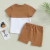LIOMENGZI Infant Baby Boys Summer Clothes Sets Outfits Color Block Short T-shirt Elastic Striped Shorts Set Toddler Clothes view 4