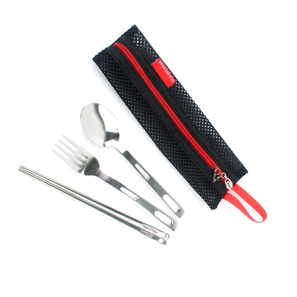 Portable Stainless Steel Fork Spoon Chopsticks 3Pcs Set for Picnic Travel