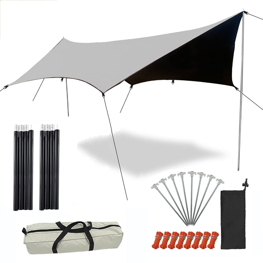 Survival-Tent-tarp 16 x15 ft Heavy Duty Hammock-rain-Fly, Emergency shelter Tent, Backpacking Gear, Tent-tarp, Camping tarp Waterproof, Hammock Tents, with Included Stakes and Carry Bag
