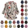 Button Down Shirts for Women Boho Floral Flowy Tops Casual Loose Tunic Dressy Blouses Cotton Linen Long Sleeve Shirt view 1