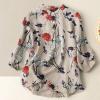 Button Down Shirts for Women Boho Floral Flowy Tops Casual Loose Tunic Dressy Blouses Cotton Linen Long Sleeve Shirt view 2