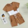YINGISFITM Baby Boy Shorts Set Short Sleeve Tshirt Top Shorts Pants Cute Boy Summer Outfit Toddler Infant Clothes (block brown,12-18 Months) view 3