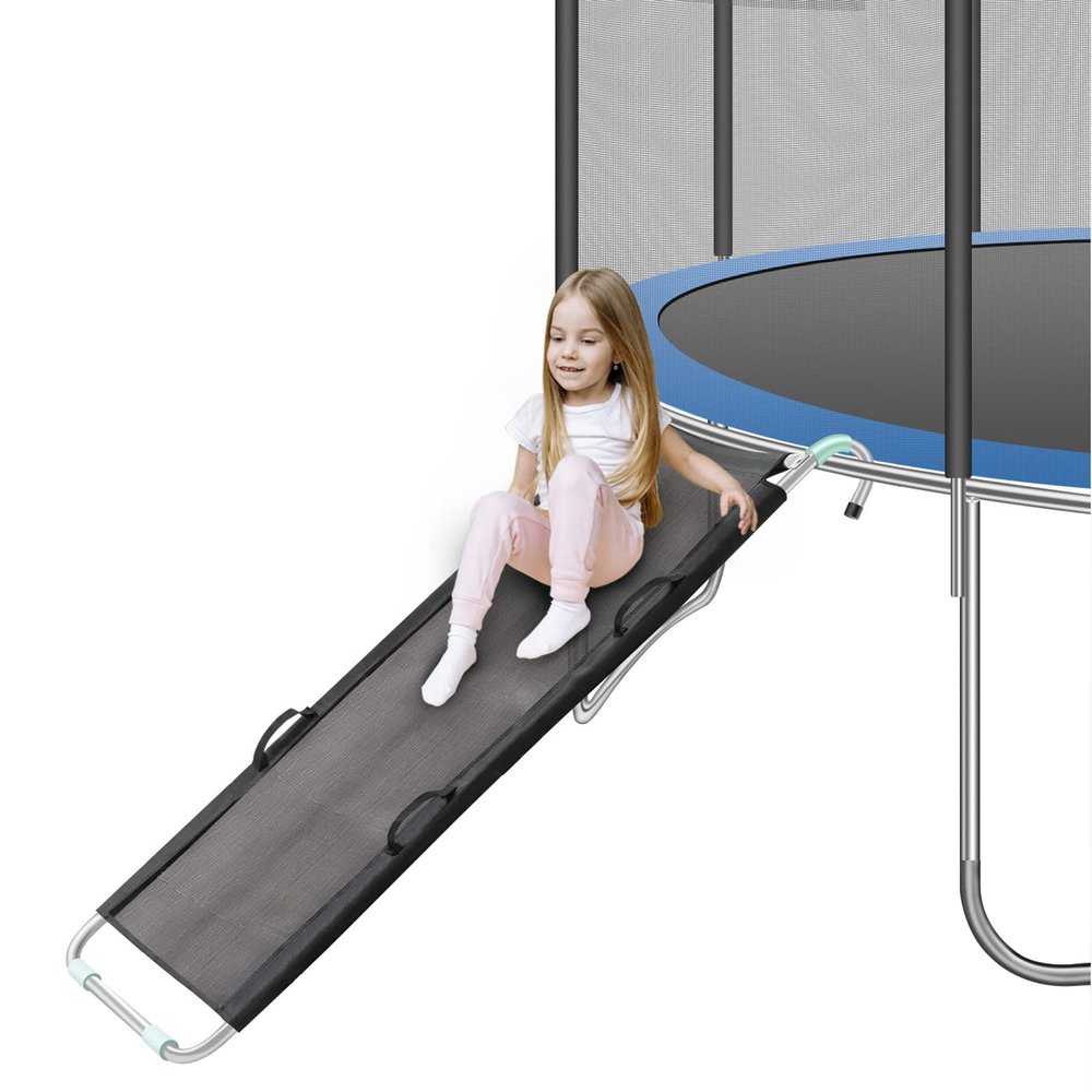 UVCMDUI Trampoline Slide, Safer Than Trampoline Ladder, Universal 22" Width Safety Trampoline Slide with Handles and Strong Tear Resistant Fabric for Children Kids,Silver