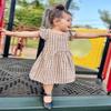 AGQT Little Girls Plaid Dress Gingham Fly Sleeve Backless Summer Dresses Spring Smocked Birthday Easter Dresses Khaki Size 7-8 Years view 2