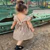 AGQT Little Girls Plaid Dress Gingham Fly Sleeve Backless Summer Dresses Spring Smocked Birthday Easter Dresses Khaki Size 7-8 Years view 4