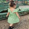 AGQT Baby Girls Plaid Dress Gingham Fly Sleeve Backless Summer Dresses Spring Smocked Birthday Easter Dresses Green Size 2-3T view 4